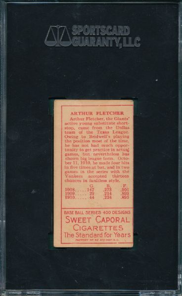 1911 T205 Fletcher Sweet Caporal Cigarettes SGC 40