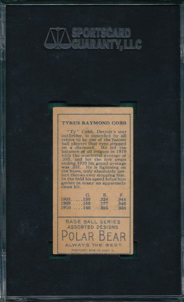 1911 T205 Ty Cobb Polar Bear Tobacco SGC 30