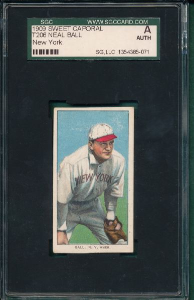 1909-1911 T206 Ball, NY, Sweet Caporal Cigarettes SGC Authentic