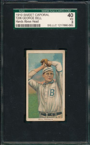 1909-1911 T206 Bell, Hands Over Head, Sweet Caporal Cigarettes SGC 40