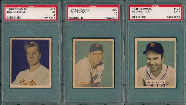 1949 Bowman (6) Card Lot W/ #7 Dobson PSA 5