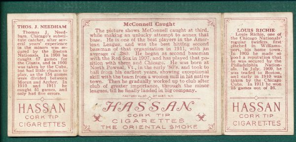 1912 T202 McConnell Caught Richie/Needham, Hassan Cigarettes 