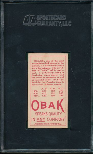 1911 T212-3 Dillon Obak Cigarettes SGC 50