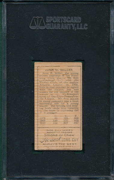 1911 T205 Miller, John D., Honest Long Cut SGC 30