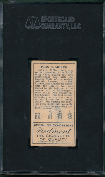 1911 T205 Miller, John B., Piedmont Cigarettes SGC 50