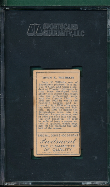 1911 T205 Wilhelm, Suffe ed, Piedmont Cigarettes SGC 20