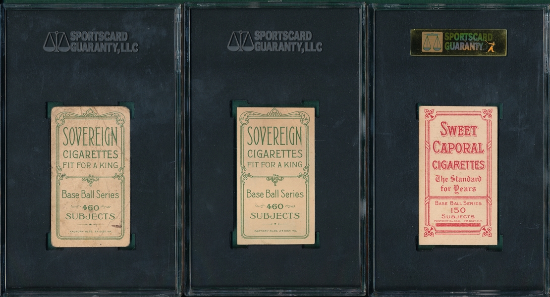 1909-1911 T206 (4) Card Lot, Sovereign 460 Cigarettes SGC Authentic