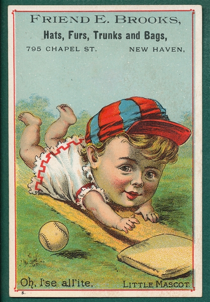 1880s Baseball Trade Card Oh, I'se all'ite, Little Mascot Series