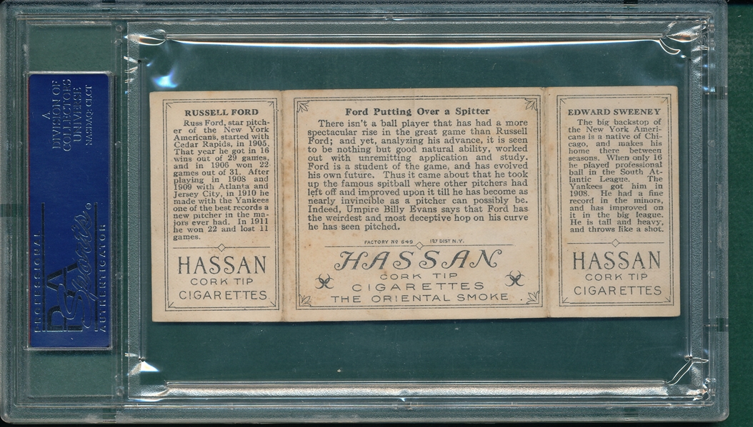 1912 T202 Ford Putting Over Spitter, Sweeney/Ford, Hassan Cigarettes PSA 5.5