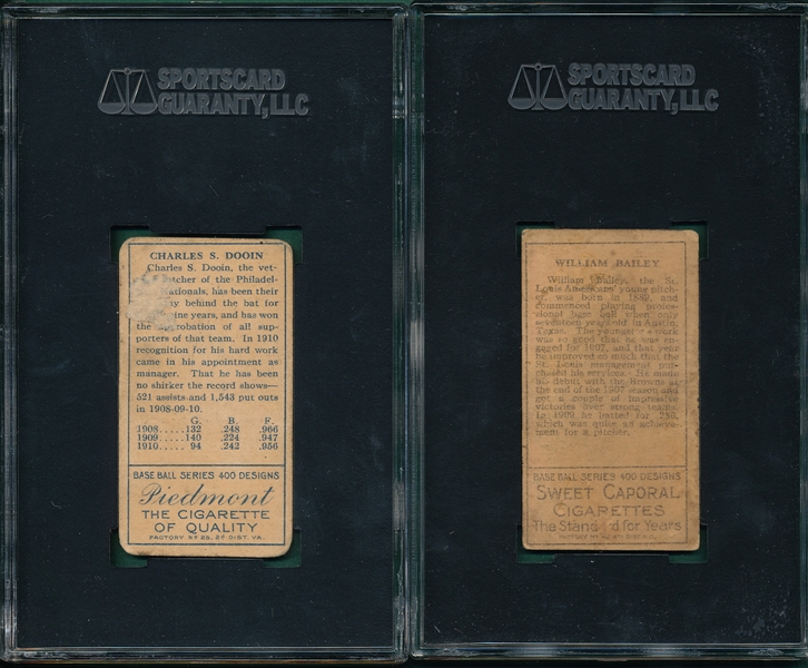 1911 T205 Dooin & Bailey *Green Border* (2) Card Lot SGC 20 