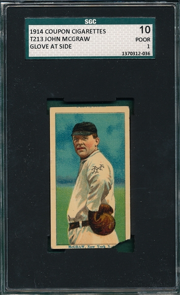 1914 T213-2 McGraw, Glove, Coupon Cigarettes SGC 10