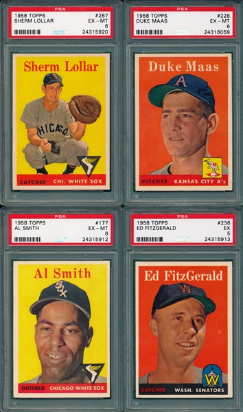 1958 Topps (7) Card Lot W/ Littlefield PSA 