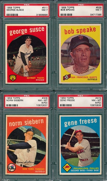 1959 Topps (4) Card Lot W/ Susce PSA *High #'s*