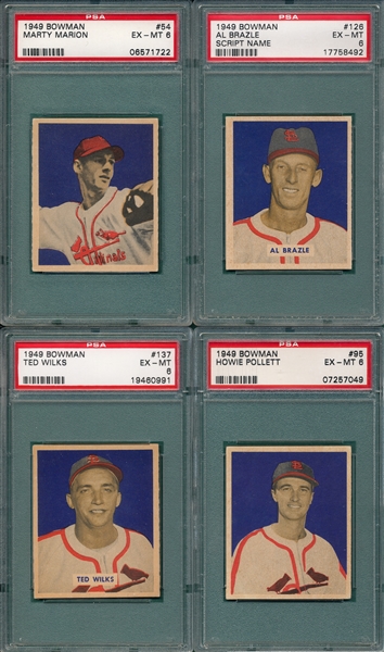 1949 Bowman (4) Card Lot W/ #54 Marion PSA 6  
