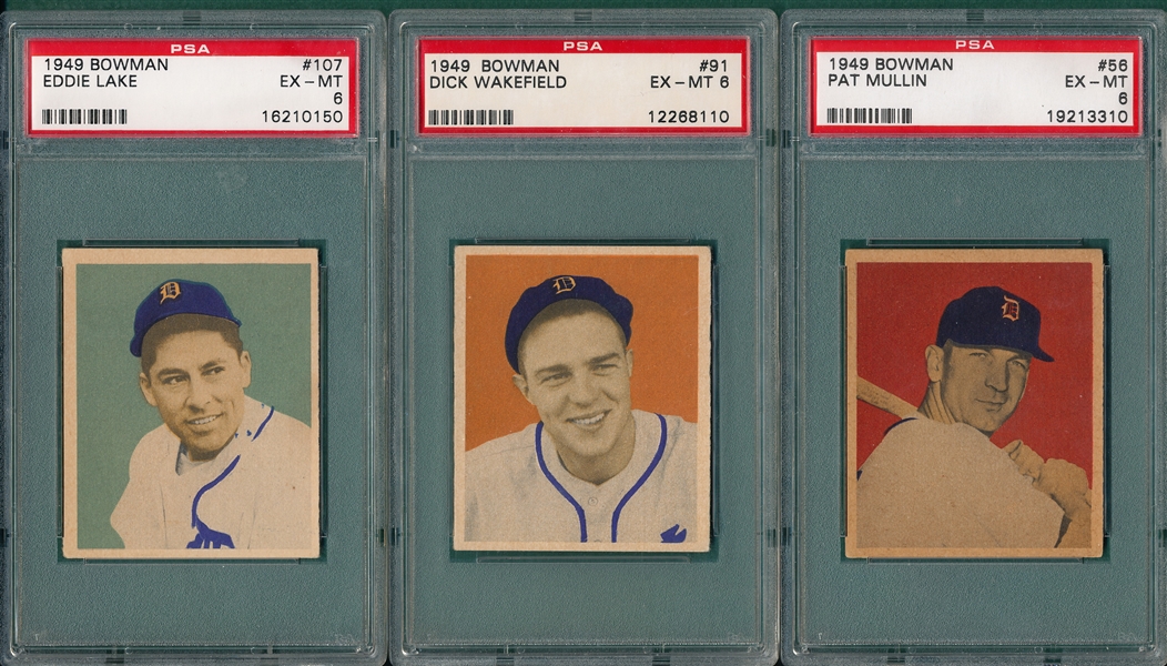 1949 Bowman (6) Card Lot W/ Kokos PSA 6  