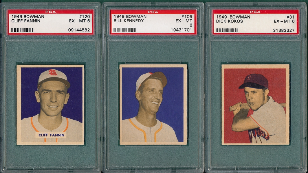 1949 Bowman (6) Card Lot W/ Kokos PSA 6  
