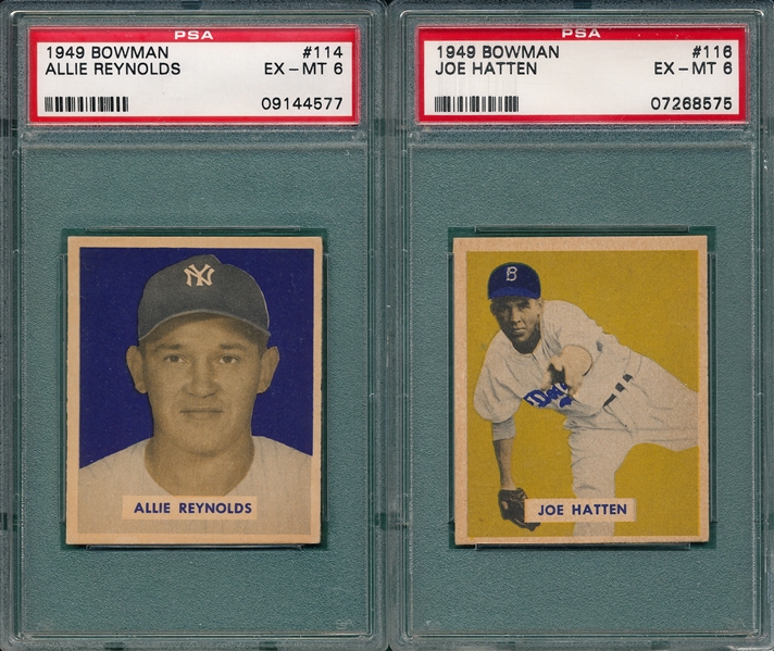 1949 Bowman (5) Card Lot W/ Reynolds PSA 6  