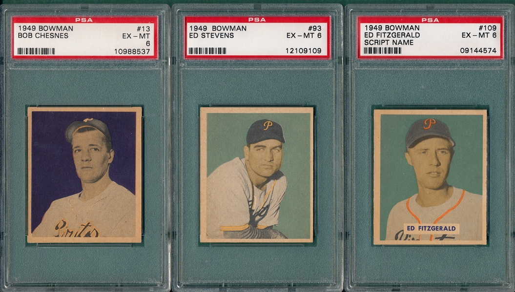1949 Bowman (5) Card Lot W/ Reynolds PSA 6  