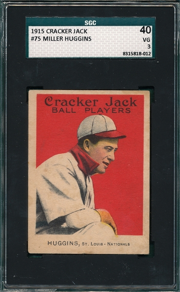 1915 Cracker Jack #75 Miller Huggins SGC 40