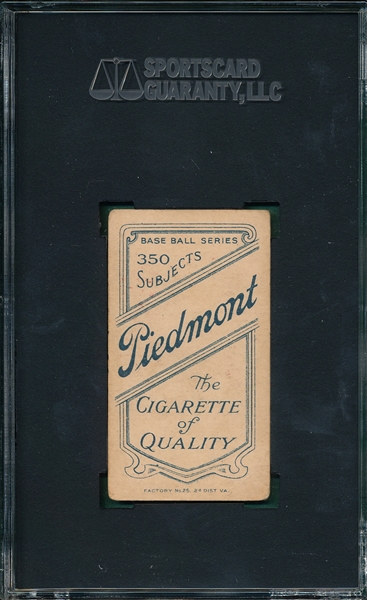 1909-1911 T206 McGraw, John, Portrait, Piedmont Cigarettes SGC 40