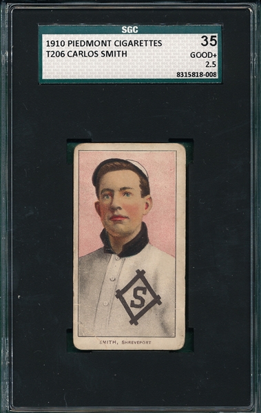 1909-1911 T206 Smith, Carlos, Piedmont Cigarettes SGC 35 *Southern League*