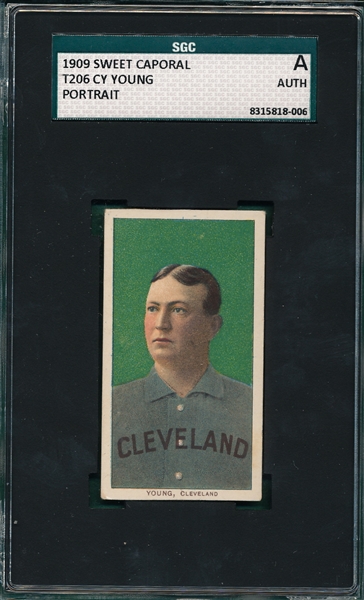 1909-1911 T206 Young, Cy, Portrait, Sweet Caporal Cigarettes SGC Authentic