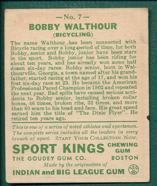1933 Sports Kings #7 Bobby Walthour 