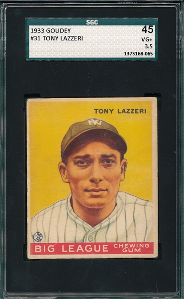 1933 Goudey #31 Tony Lazzeri SGC 45