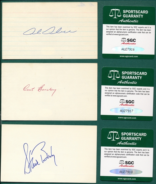 Lot of (6) Autographed Baseball Players, 3 X 5 Cards  SGC Authentic W/ Aber