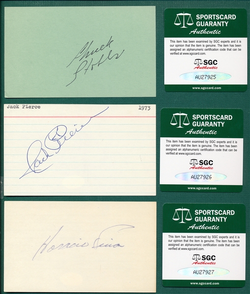 Lot of (6) Autographed Baseball Players, 3 X 5 Cards  SGC Authentic W/ Russell
