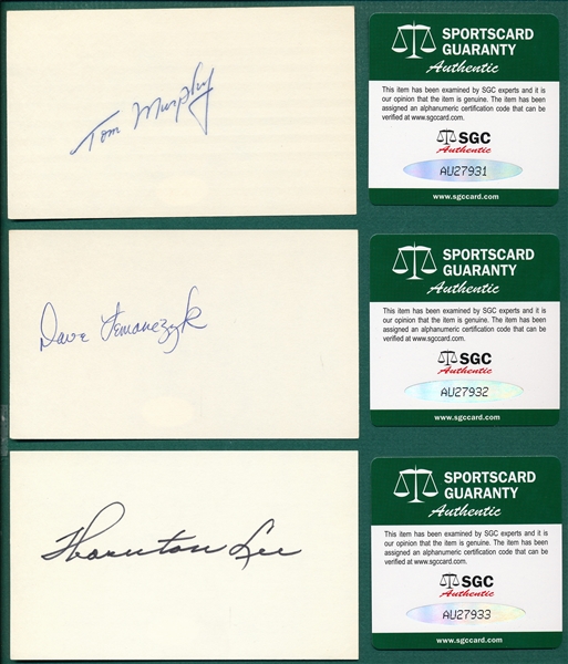 Lot of (6) Autographed Baseball Players, 3 X 5 Cards  SGC Authentic W/ Nichols