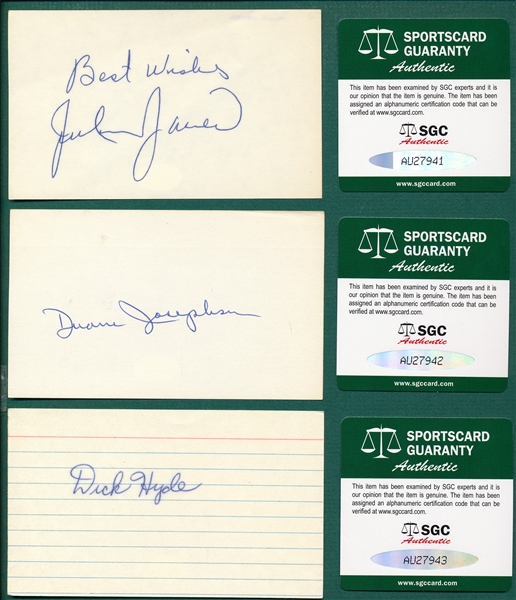 Lot of (6) Autographed Baseball Players, 3 X 5 Cards  SGC Authentic W/ Javier