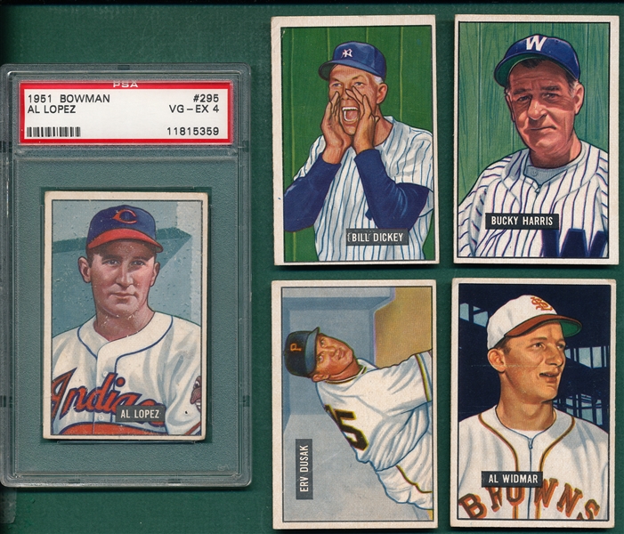 1951 Bowman High Numbers (5) Card Lot W/ Dickey