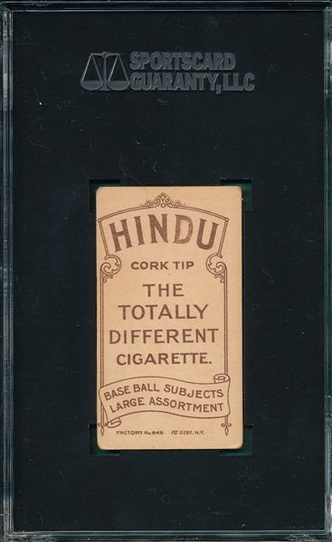 1909-1911 T206 Bridwell, Portrait, No Cap, Hindu Cigarettes SGC 40
