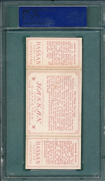 1912 T202 Hal Chase Too Late, Suggs/McLean, Hassan Cigarettes PSA 5