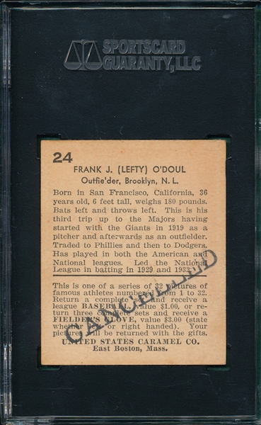 1932 U S Caramels #24 Lefty O'Doul SGC 80 *Cancelled*