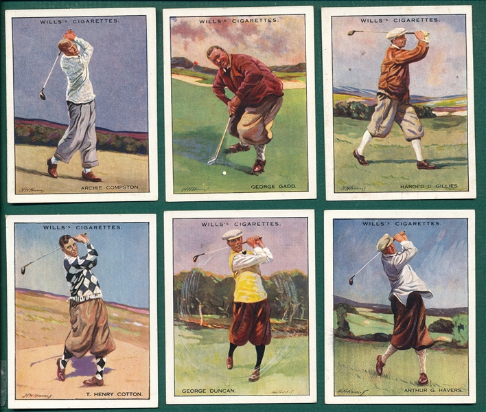 1930 WD & HO Wills Famous Golfers Imperial Tobacco Complete Set of (25) W/ Walter Hagen