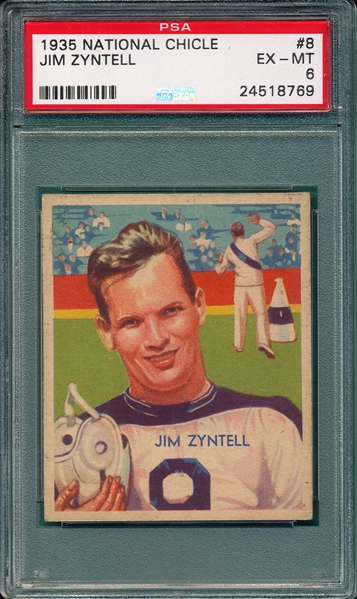 1935 National Chicle #8 Jim Zyntell PSA 6