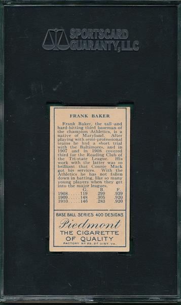 1911 T205 Baker Piedmont Cigarettes SGC 60