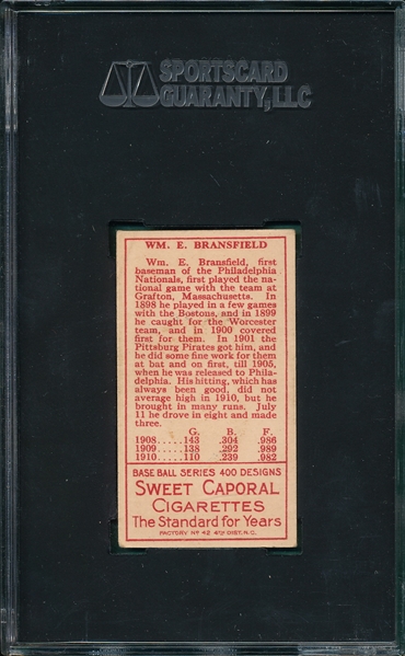1911 T205 Bransfield Sweet Caporal Cigarettes SGC 60