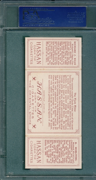 1912 T202 The Pinch Hitter, Hoblitzell/Egan, Hassan Cigarettes PSA 5