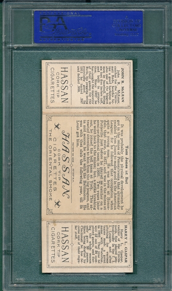 1912 T202 Tom Jones At Bat, Gasper/McLean, Hassan Cigarettes PSA 5