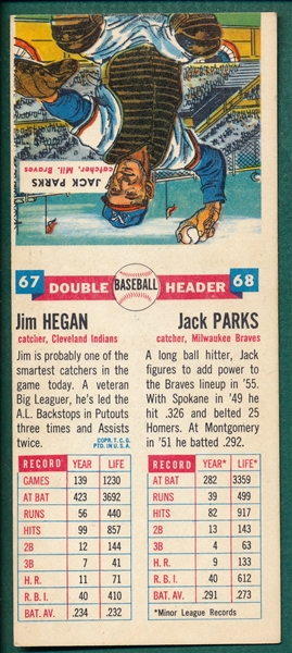 1955 Red Man Heagan & Lawrence Plus 1955 Topps Double Headers 67/68 Hegan/Parks (2) Card Lot SGC 