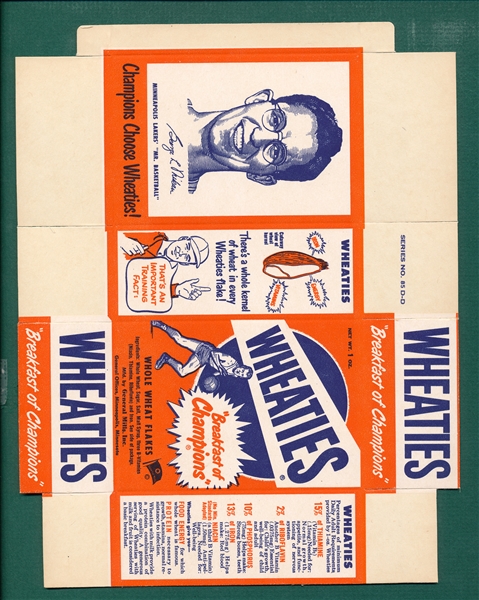 1951 Wheaties Unfolded Box with George Mikan
