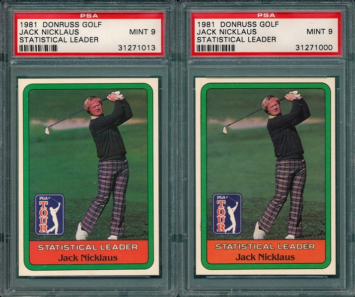 1981 Donruss Golf Jack Nicklaus, Stats (2) Card Lot PSA 9 *MINT*