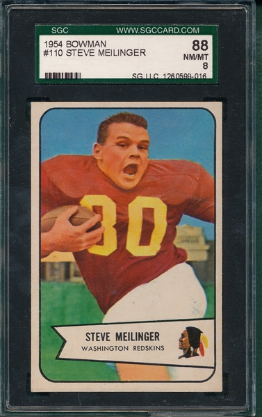 1954 Bowman FB #110 Steve Meilinger SGC 88