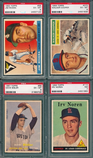 1956-58 Topps (4) Card Lot W/ Rivera PSA