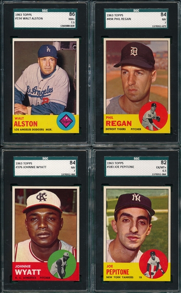 1963 Topps (4) Card Lot W/ Alston SGC 