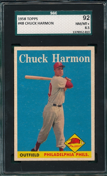 1958 Topps #48 Chuck Harmon SGC 92