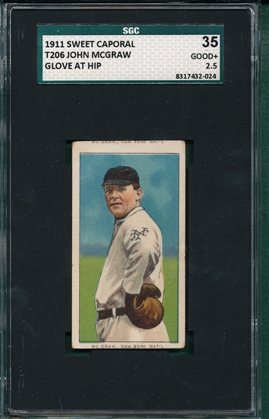 1909-1911 T206 McGraw, Glove Hip, Sweet Caporal Cigarettes SGC 35 *Double Name*